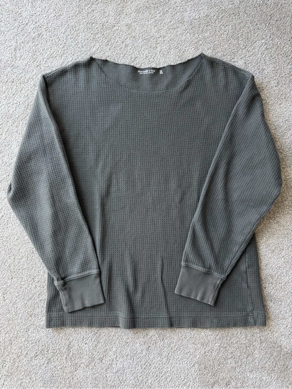 Abercrombie & Fitch Soft A&F Collection Waffle Knit Sweatshirt Gray Woman’s XS